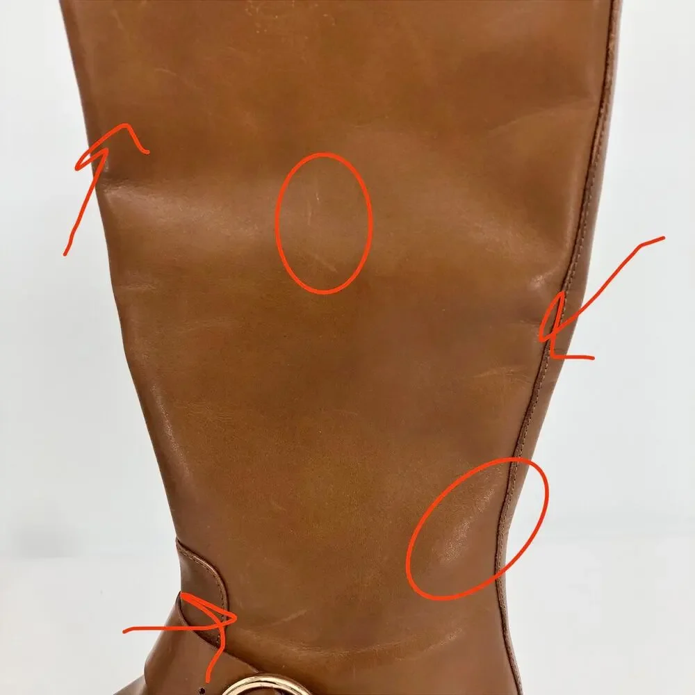 TORY BURCH Women's Sofia Riding Boots Size 5M Brown Leather Knee-High NWOB